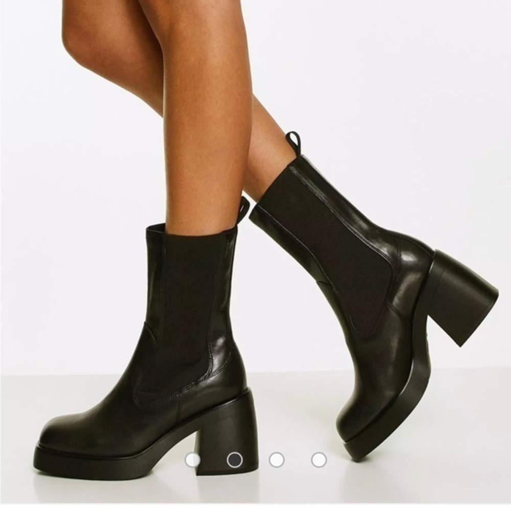 Vagabond Brooke leather chelsea platform boots in black women size 37
